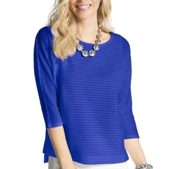 Chicos- Textured 3/4-Sleeve Top, Size 2 - Picture 1 of 7